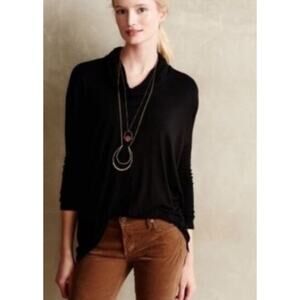 Bordeaux Sweater Womens Small Black Cowl Neck Tunic Top Knit Anthropologie